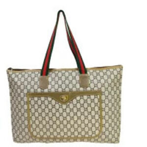 Gucci Plus Sherry Tote Bag GG Leather Shoulder Bag Red Green